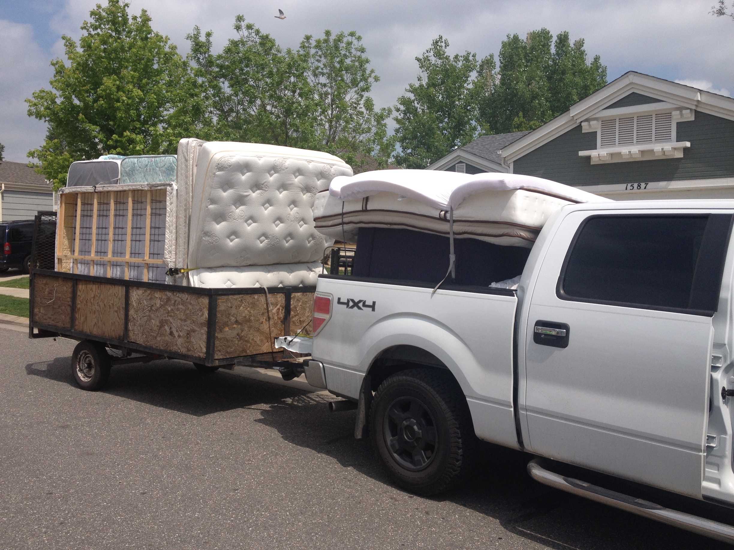Truck full of mattresses