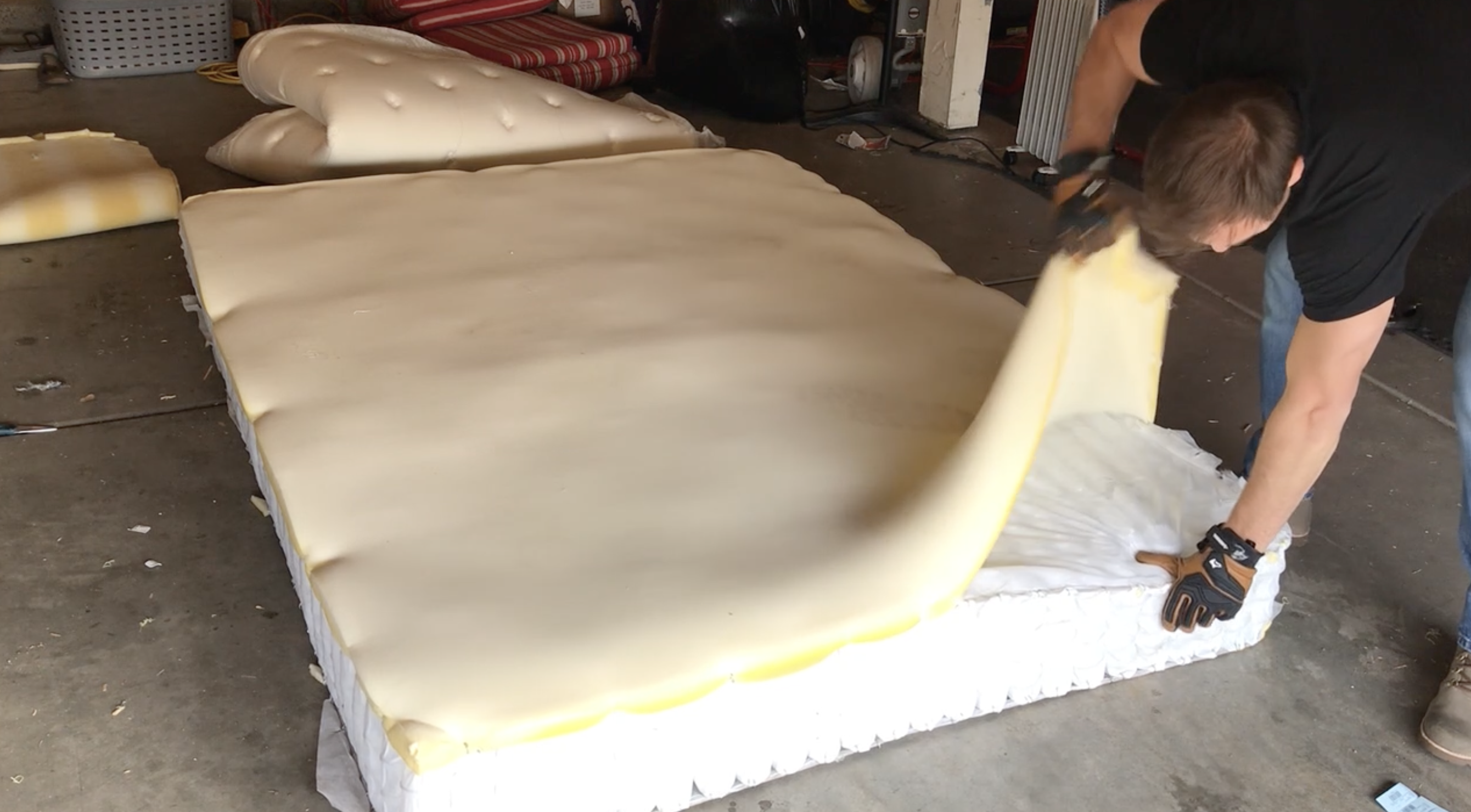 Mattress materials being separated